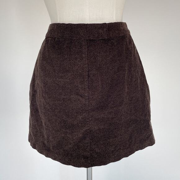 Vintage 90's Brown Woven Cotton Mini Skirt / Sz 9-10 / EXPRESS / Minimal Grunge - Picture 2 of 7